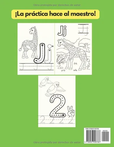 Vista 2 de Colorea, Traza y Aprende libro de aprendizaje y actividades para repasar y escribir los números y letras - libros para colorear para niños de 2 a 4