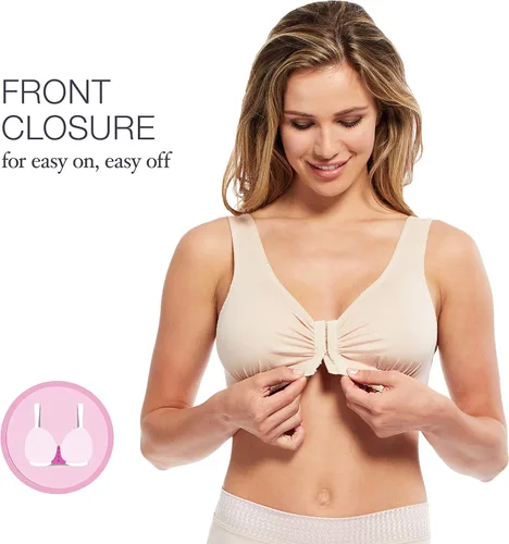 Vista 2 de Carole Martin Brasier con cierre frontal de libertad completa, perfecto para dormir, de algodón, sin varillas, para mujer