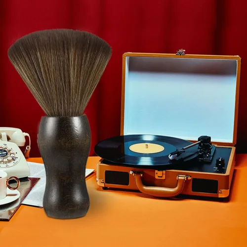 Vista 6 de Paquete de 2 cepillos de limpieza de discos de madera para tocadiscos de vinilo, cepillo antiestático para discos de vinilo, cartuchos de CD LP