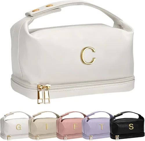 Vista 116 de Bolsa de maquillaje inicial con asa para mujer, doble capa