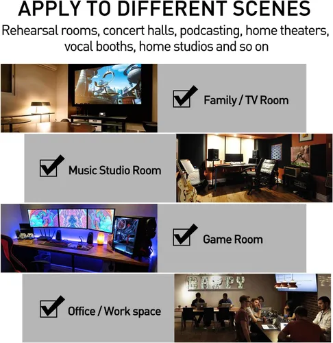 Vista 6 de Focusound - Paquete de 24 paneles de espuma acústica en forma de pirámide, de 2" x 12" x 12", espuma de insonorización y cancelación de ruido