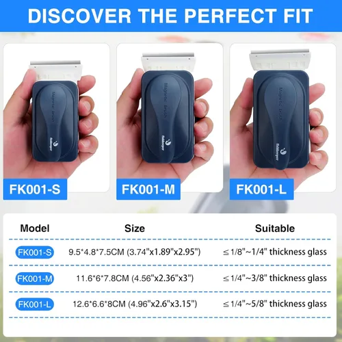 Vista 7 de fishkeeper Cepillo limpiador de vidrio magnético fuerte para acuario, herramienta de limpieza de imán de algas para pecera con 2 raspadores