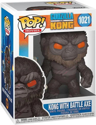 Vista 3 de POP Godzilla vs Kong - King Kong con hacha de batalla Funko Pop! Figura de vinilo (paquete con funda protectora compatible con Pop Box), multicolor