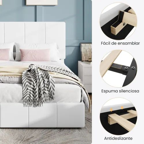 Vista 6 de SHA CERLIN Marco de cama tamaño completo, cama plataforma tapizada en terciopelo, cabecera ajustable con canales verticales acolchados, marco