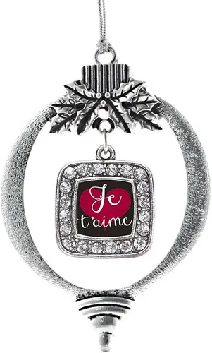 Vista 126 de Inspired Silver - Adorno de flor de iris - Adornos navideños con dije cuadrado de plata con joyas de circonita cúbica