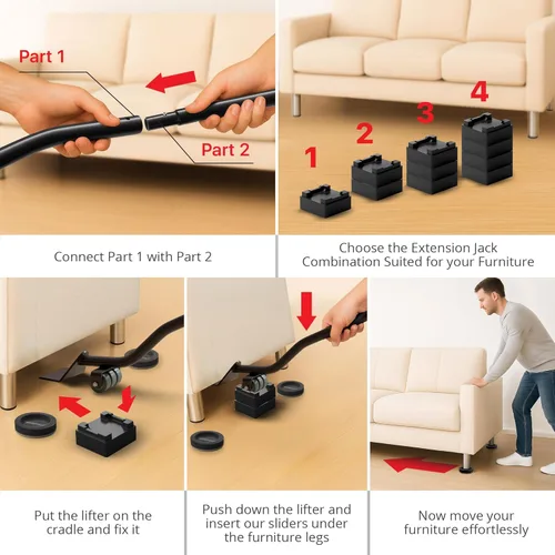 Vista 6 de X-Protector Deslizadores de Fieltro para Muebles para Pisos de Madera Dura y Juego de Herramientas Elevadoras de Muebles - 4 PCS Deslizadores de 3