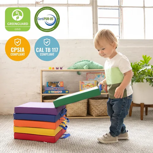 Vista 7 de ECR4Kids SoftZone - Cojines de suelo, cuadrados, asientos flexibles, surtidos, 6 piezas