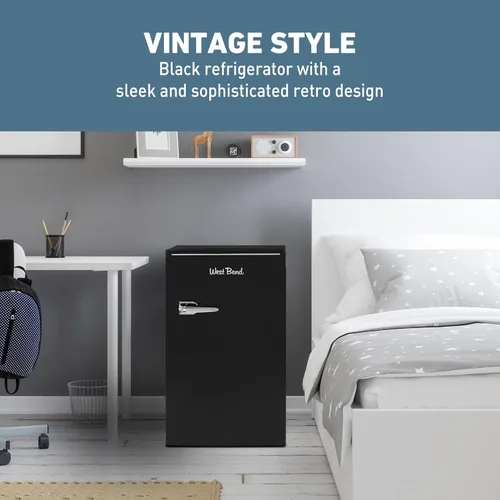 Vista 4 de West Bend - Mini refrigerador para dormitorio, oficina, bar o dormitorio universitario, refrigerador compacto retro con puerta única, estantes