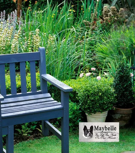 Vista 4 de Broad Bay Boston Terrier Memorial Stone - Placa personalizada para pérdida de mascotas para interiores o jardín lápida de tumba al aire libre