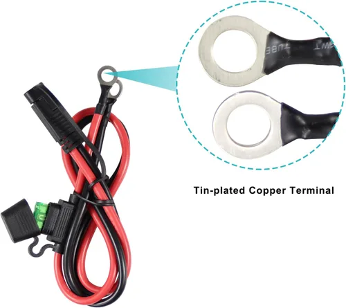 Vista 5 de Arnés de terminal de anillo SAE a O de 2 pies 10AWG – Arnés de terminal de junta tórica de ojal calibre 10 con fusible de 30A, cable de cargador
