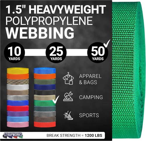 Vista 60 de Strapworks Heavyweight Polypropylene Webbing - Heavy Duty Poly Strapping for Outdoor DIY Gear Repair, 1.5 Inches