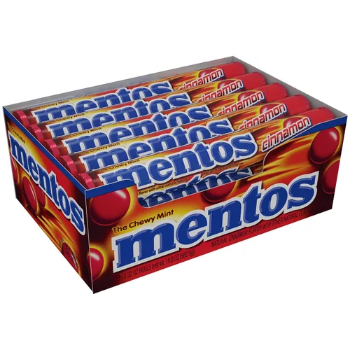 Vista 4 de Mentos - Rollo de caramelos masticables sabor a menta y canela, que no se derriten, para fiestas, 1.32 onzas (paquete de 15 unidades)