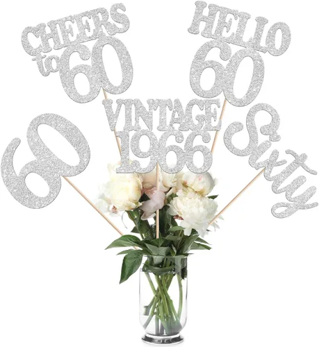 Vista 49 de 15 piezas de centro de mesa de feliz cumpleaños número 10 palos de diez dígitos dobles vintage 2015 centros de mesa de flores palos saludos a 10