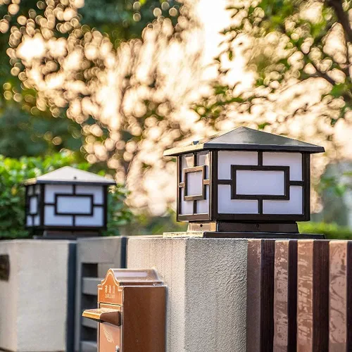 Vista 5 de Luces de pilar al aire libre, IP65 impermeable Columna Luces al aire libre a prueba de óxido de aluminio Pilar Accesorios de luz de columna de valla