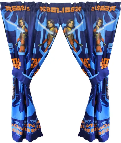 Star Wars Rebels Blue - Juego de 4 cortinas de 63 pulgadas (2 paneles, 2 alzapaños), producto oficial de Star Wars