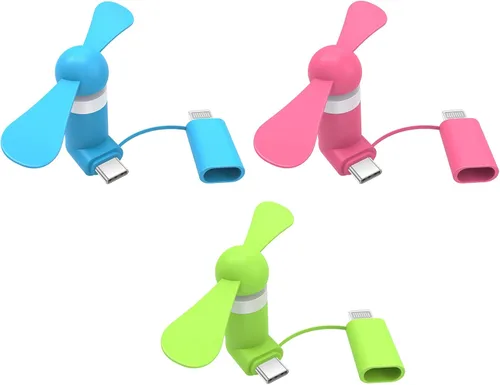 Vista 10 de Paquete de 3 mini ventiladores portátiles para teléfono celular compatibles con iPhone 14/14Pro Max/13/13 Pro Max/12/12 Pro Max/11/11 Pro/11 Pro