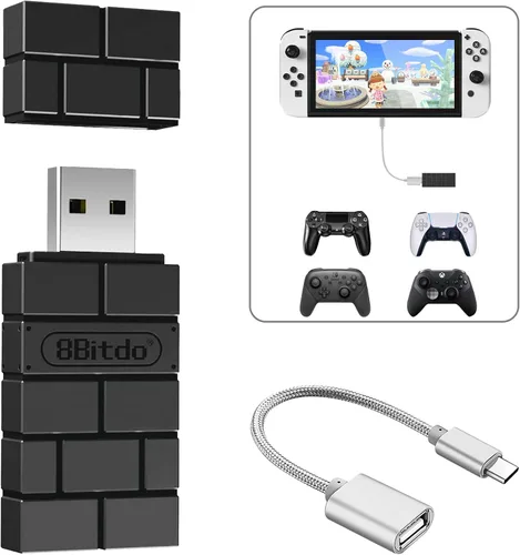 Adaptador de controlador inalámbrico USB 8BitDo 2 dongle convertidor para SwitchSwitch OLED Steam Deck Windows MacOS Raspberry Pi PS5PS4PS3 Xbox