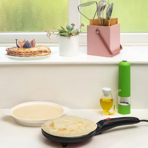 Vista 9 de Moss & Stone Máquina eléctrica para crepas, sartén portátil antiadherente de 8 pulgadas con placa de inmersión, apagado automático, interruptor