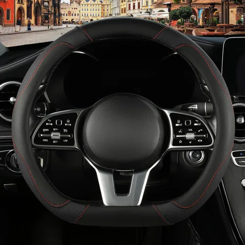 Vista 10 de Funda de cuero de microfibra en forma de D, transpirable, antideslizante, de 13.5 a 14 pulgadas, color negro