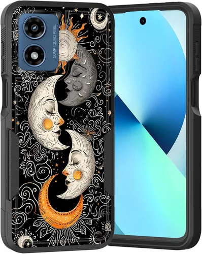 Vista 175 de para Moto G Play 4G 2024, funda de dos capas híbrida resistente y a prueba de golpes, PC duro + silicona suave protectora para Motorola Moto G Play