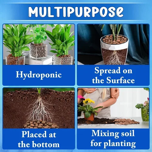 Vista 5 de ZeeDix 2LBS de guijarros de arcilla expandida para hidroponía - Bolas hidroneutrales de pH 4mm-16mm, guijarros ligeros de arcilla Leca para drenaje