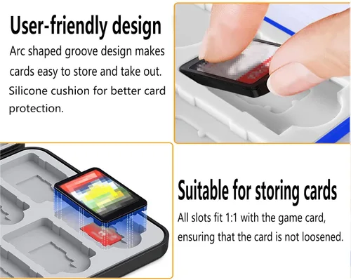 Vista 4 de YUNKOZAND Switch Game Card Case Compatible with SwitchOLEDLite,Portable Switch Game Holder with 24 Games Cartridge Slot&24 SD Card Storage, Travel