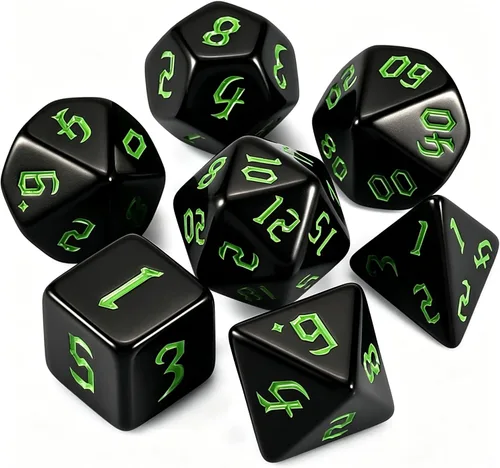 Vista 18 de QMAY DND Dice Set - 7Pcs Polyhedral Dice with Dice Bag for D&D Table Game Rojo sangre y blanco