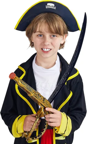 Vista 2 de JOYIN 28 Inches Pirate Sword and 16 Inches Pirate Pistol Set,Halloween Party Costume Accessories