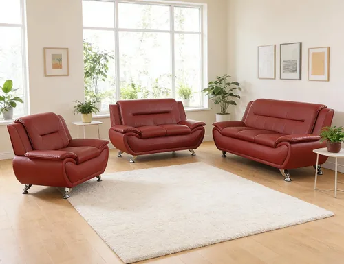 Vista 64 de Sofá seccional de cuero negro, juego de muebles de sala de estar, juego de 2 piezas de sofá moderno para sala de estar, apartamento, oficina, negro#1