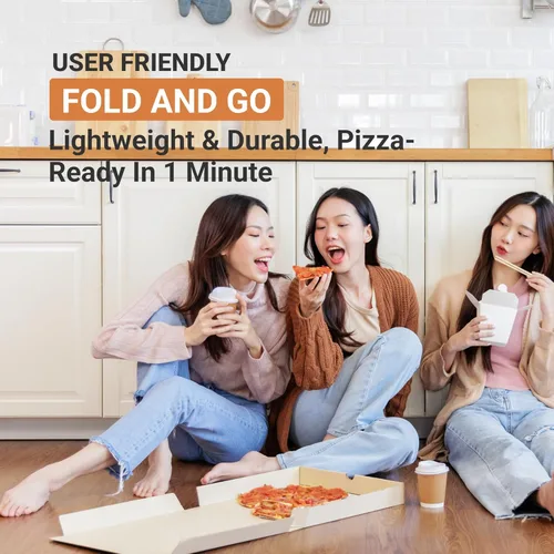 Vista 4 de Aviditi Cajas de Pizza Extra Pequeñas de 8 Pulgadas - 8" L x 8" W x 2" H, Blanco (Paquete de 50) Cajas de Cartón de Montaje Rápido Extra Fuertes