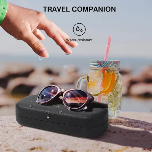 Vista 7 de Marvolia Estuche para gafas de sol, funda rígida grande de piel sintética para gafas de sol