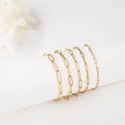 Vista 4 de Cadenas de collar de 16.4 pies para fabricación de joyas, cadenas de acero inoxidable chapadas en oro a granel para manualidades, collares