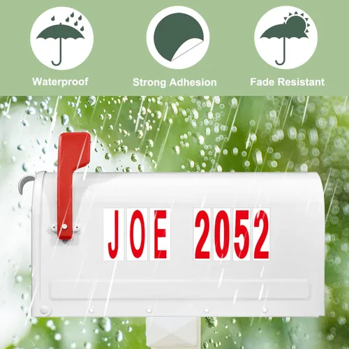 Vista 2 de Números de buzón para exteriores, 12 hojas de 3 pulgadas, 0-9 A-Z, vinilo autoadhesivo, números de dirección, letras adhesivas para puertas de casa