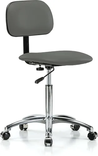 Vista 78 de Perch - Silla de laboratorio cromada con respaldo ajustable, altura del escritorio de 17 a 22 pulgadas, tela negra