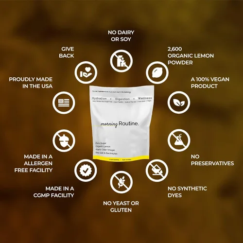Vista 6 de Morning Routine - Hidratación diaria Paquetes de electrolitos en polvo con vinagre de sidra de manzana, limón y sal marina Polvo hidratante