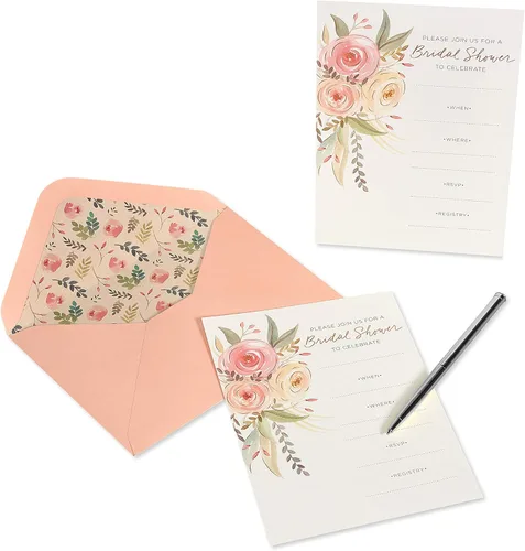 Vista 3 de Papyrus Invitaciones para despedida de soltera, floral (20 unidades)