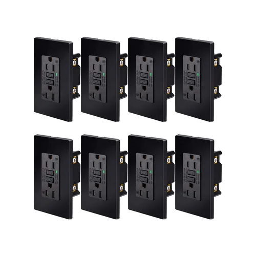 Vista 9 de SuperInk Toma GFCI negra de 15 amperios, toma eléctrica GFI negra, receptáculo de interruptor de circuito de falla de tierra, resistente a