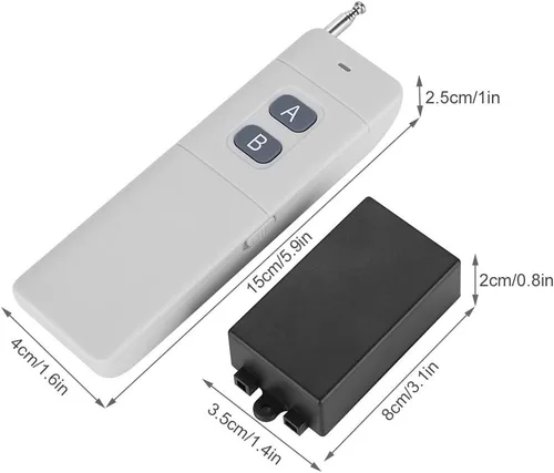 Vista 5 de Sistema de interruptor de control remoto RF de 1.9 mi de largo alcance CC 12 V 2 canales transmisor + receptor para luces de control, televisores