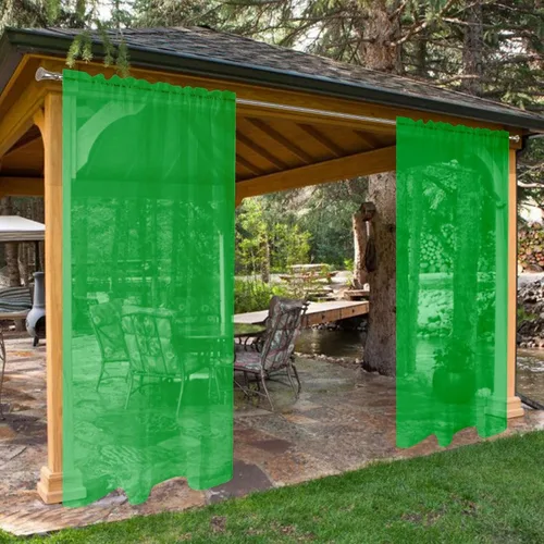 Vista 10 de SpaceDresser - Cortinas transparentes impermeables para exterior para patio - 2 paneles con bolsillo para barra, cortinas de gasa transparentes