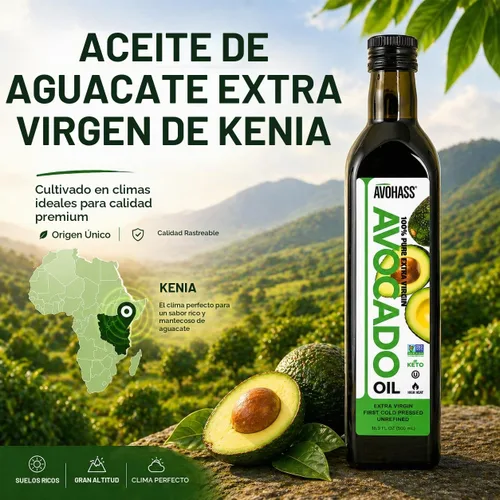 Vista 2 de Aceite de aguacate Avohass orgánico virgen extra Cocina diaria y acabado a 400 F; sabor mantecoso, delicado; sin OMG, Kosher; botella de vidrio