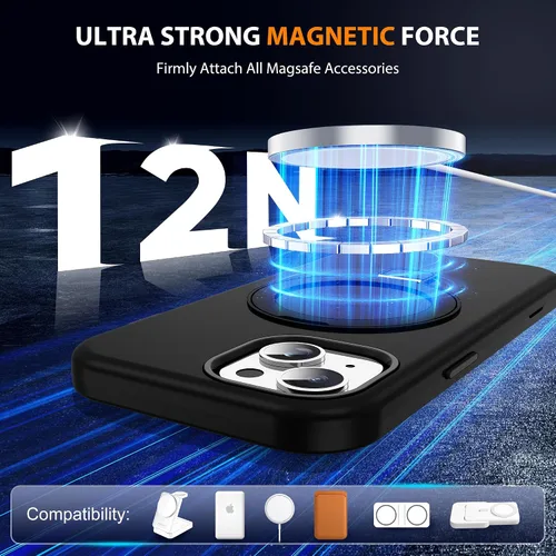 Vista 3 de Funda compatible con iPhone 13 y 14 de 6.1 pulgadas con soporte de anillo magnético [protección militar contra caídas] [compatible con Mag-Safe]
