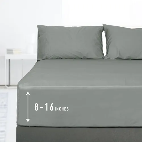 Vista 19 de Sunflower Sábana Bajera Ajustable Individual, Sábana Bajera Ajustable de 1 Pieza con Bolsillo Profundo de 15", 100% Algodón Satén Suave Azul Indigo