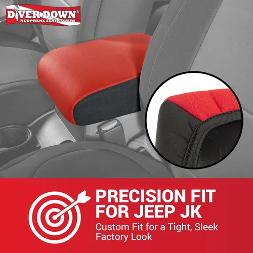 Vista 2 de Diver Down Funda de neopreno para consola central – Se adapta a Jeep JK JKU Wrangler 2007-2018 – Funda acolchada para reposabrazos – No te quema