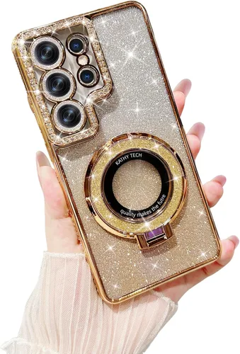 WATACHE - Carcasa para Samsung Galaxy S26 Ultra con purpurina transparente Dorado