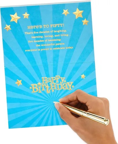 Vista 6 de Hallmark Tarjeta de cumpleaños número 50 (Here's to Fifty)