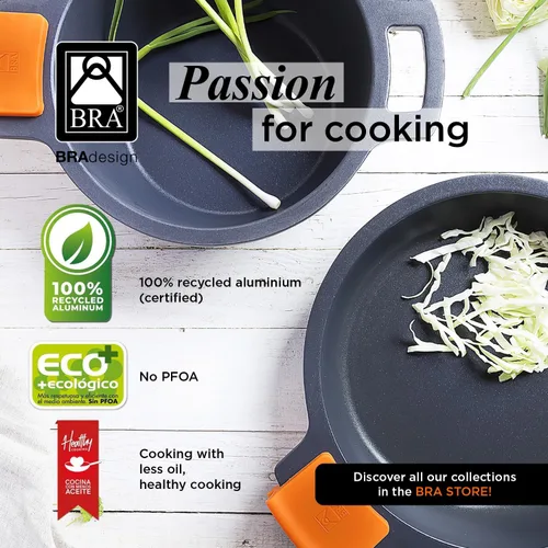 Vista 8 de Bra isogona Efficient - Cacerola profunda con tapa (todas las cocinas incluyendo inducción), 7.9 in, color gris