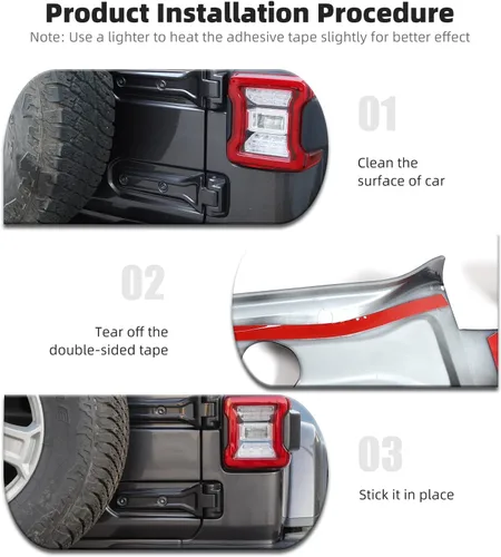 Vista 3 de CheroCar para Jeep JL Cubierta de bisagra de portón trasero, soporte para rueda de repuesto, guarnición de puerta trasera, tapa de elevación