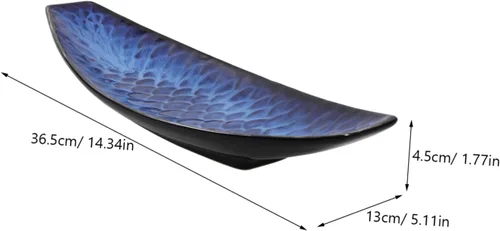 Vista 6 de Cabilock 1 plato de barco Sashimi, bandeja de aperitivos, bandeja para servir alimentos, decoración de alimentos, juego de platos de vidrio, placa