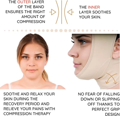 Vista 6 de IKIDO Venda de compresión para cuello y barbilla poscirugía para mujer, más delgada para la cara