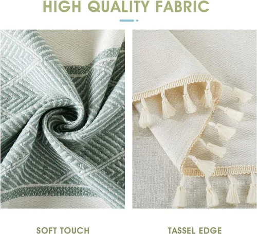 Vista 3 de Cosmine Mantel rectangular, mantel de lino para casa de campo, tela resistente, manteles bordados lavables con borla, mantel decorativo oblonga